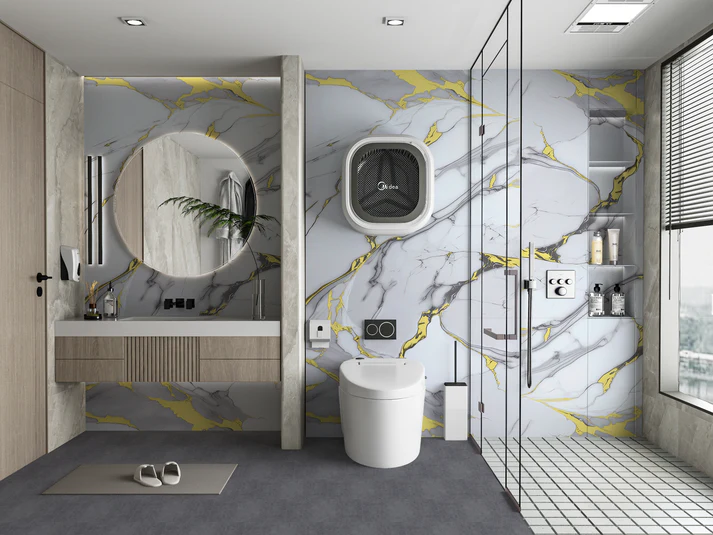 White Gold Luxe Marble UV Protected PVC Wall Panel - Image 2