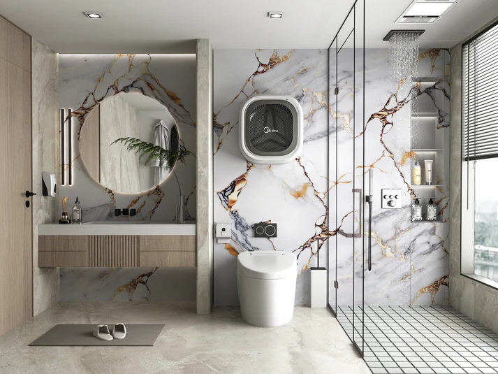 Covelano Luxe Gold Marble UV Protected PVC Wall Panel - Image 2