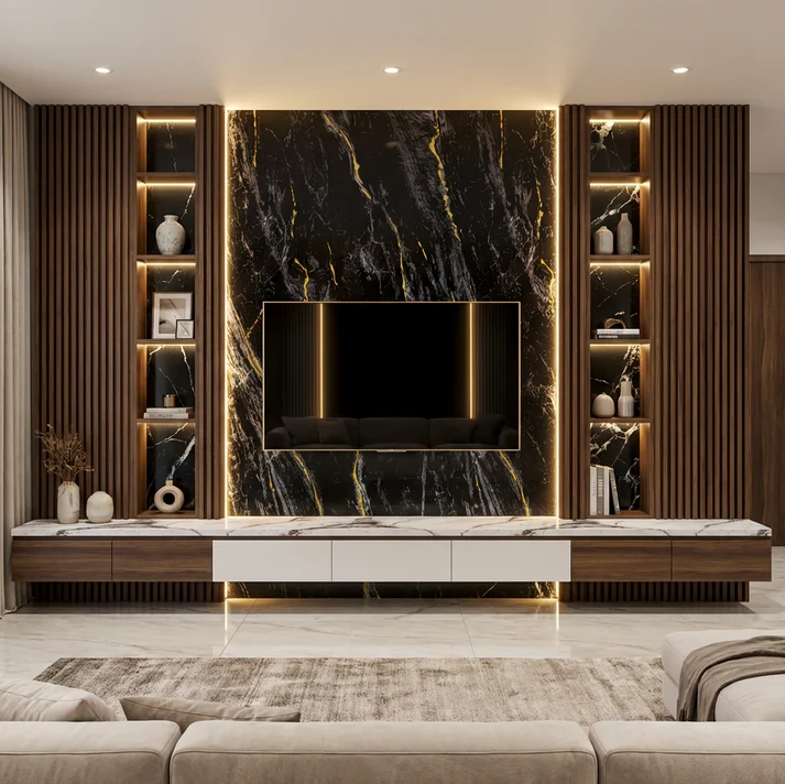 Midnight Gold Marble UV Protected PVC Wall Panel - Image 2
