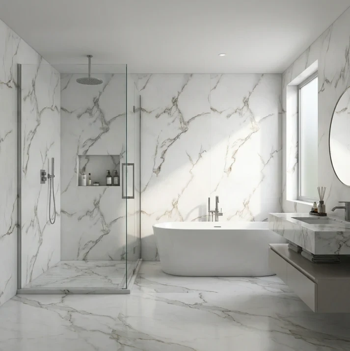 Calacatta White Marble UV Protected PVC Wall Panel - Image 2
