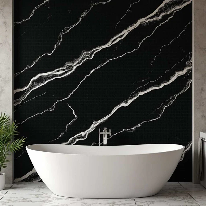 Deep Black Marble UV Protected PVC Wall Panel - Image 2