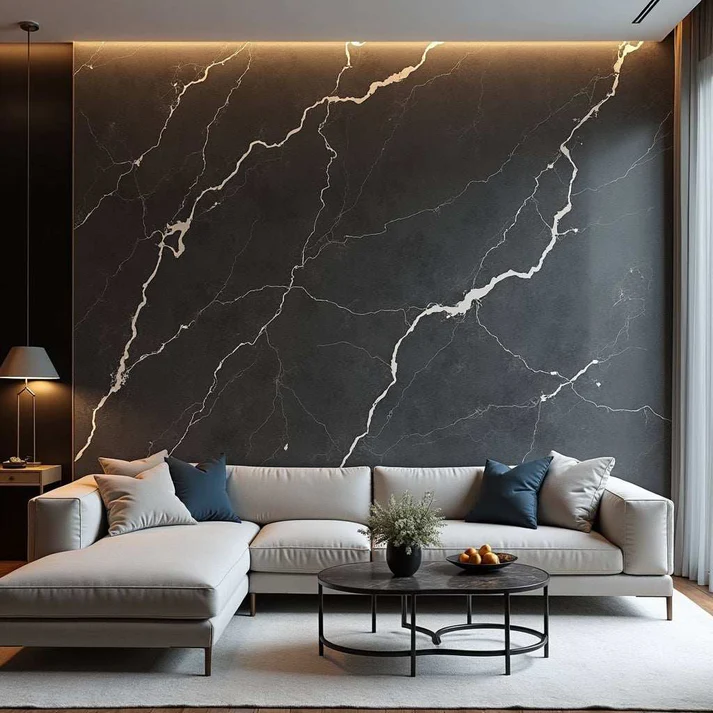 Dark Gray Marble UV Protected PVC Wall Panel - Image 2